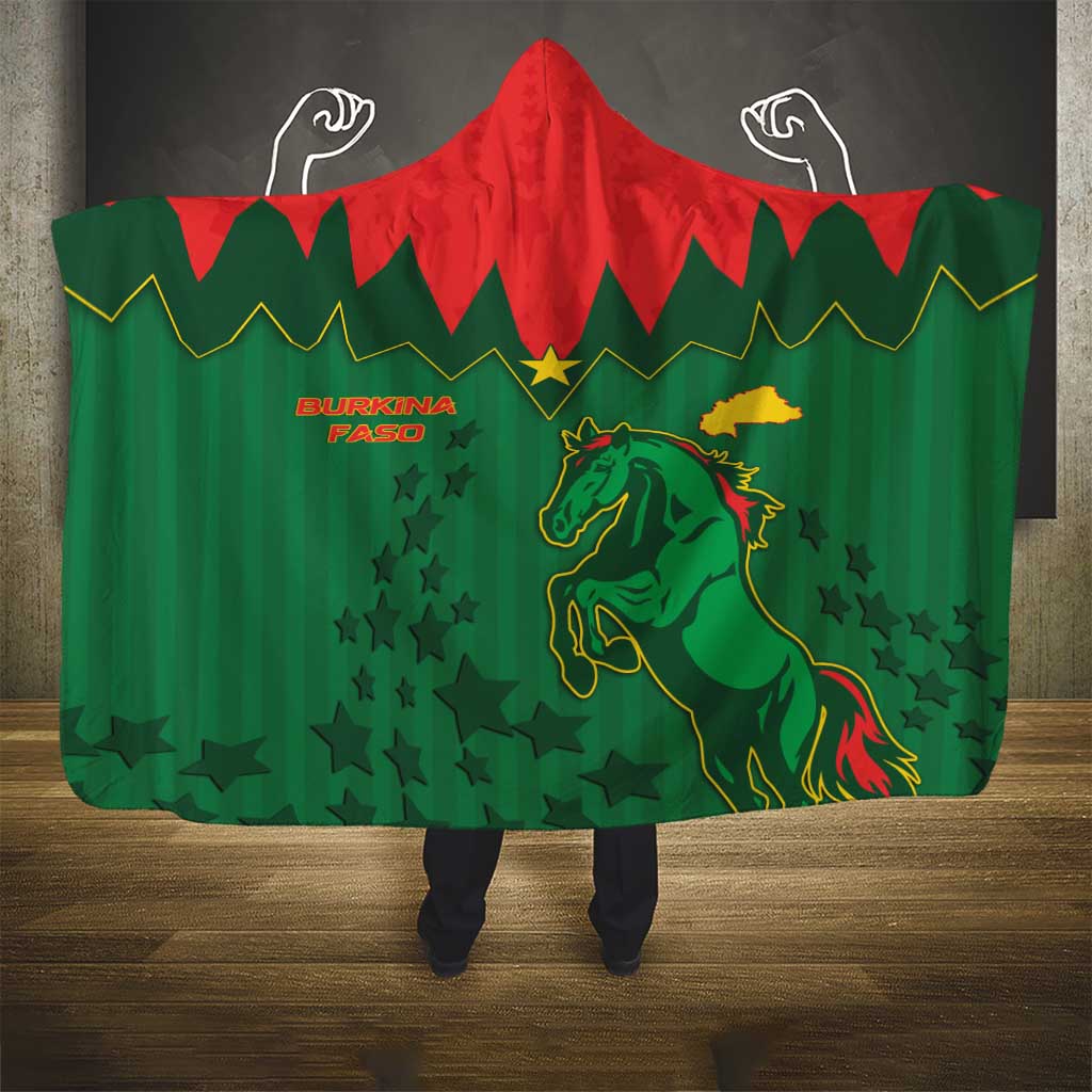 Football Burkina Faso Hooded Blanket Rising Star And Horse Sport Style - Wonder Print Shop