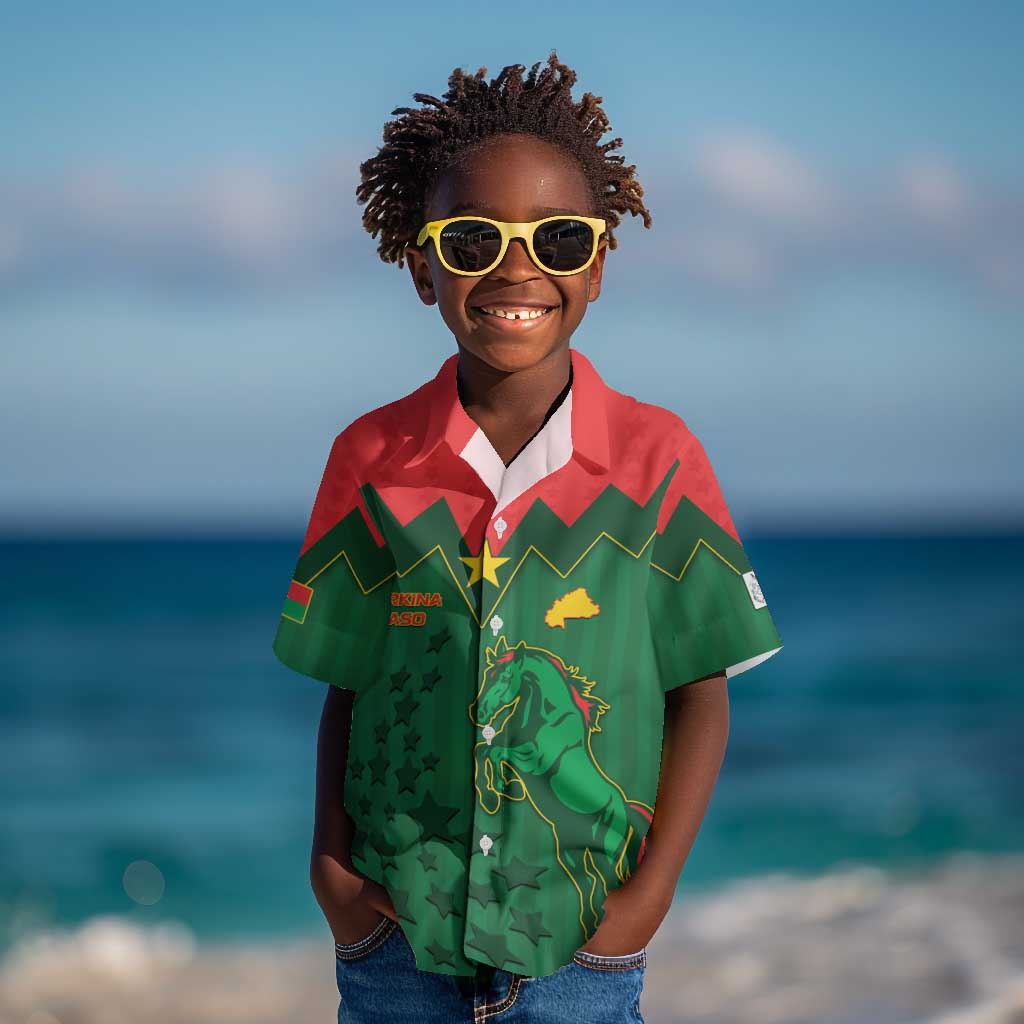 Custom Football Burkina Faso Kid Hawaiian Shirt Rising Star And Horse Sport Style - Wonder Print Shop