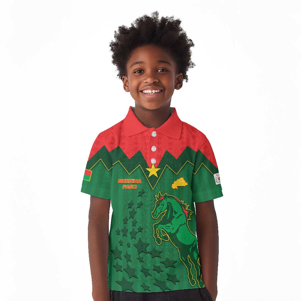 Custom Football Burkina Faso Kid Polo Shirt Rising Star And Horse Sport Style - Wonder Print Shop