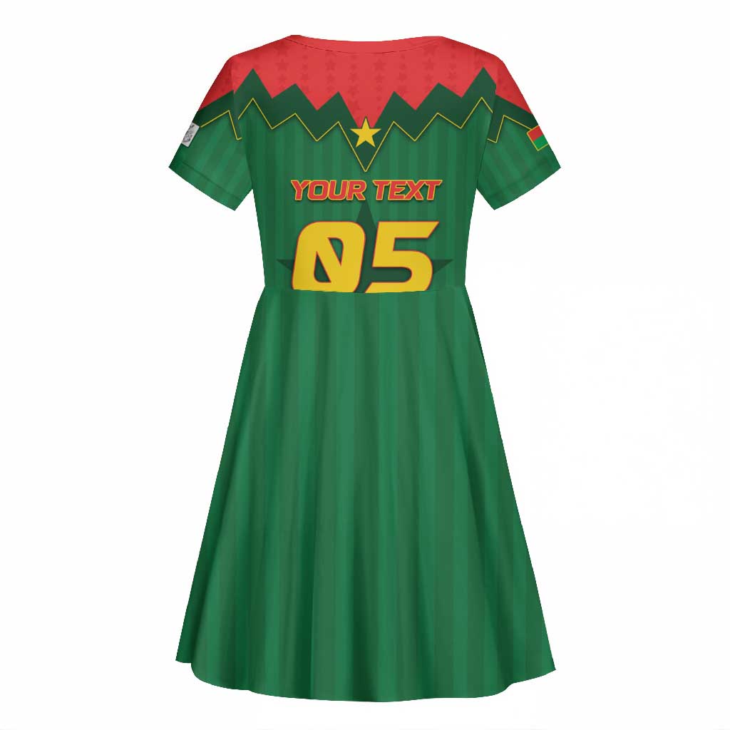 Custom Football Burkina Faso Kid Short Sleeve Dress Rising Star And Horse Sport Style - Wonder Print Shop