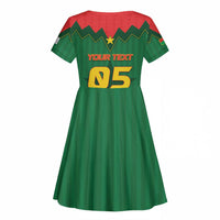 Custom Football Burkina Faso Kid Short Sleeve Dress Rising Star And Horse Sport Style - Wonder Print Shop