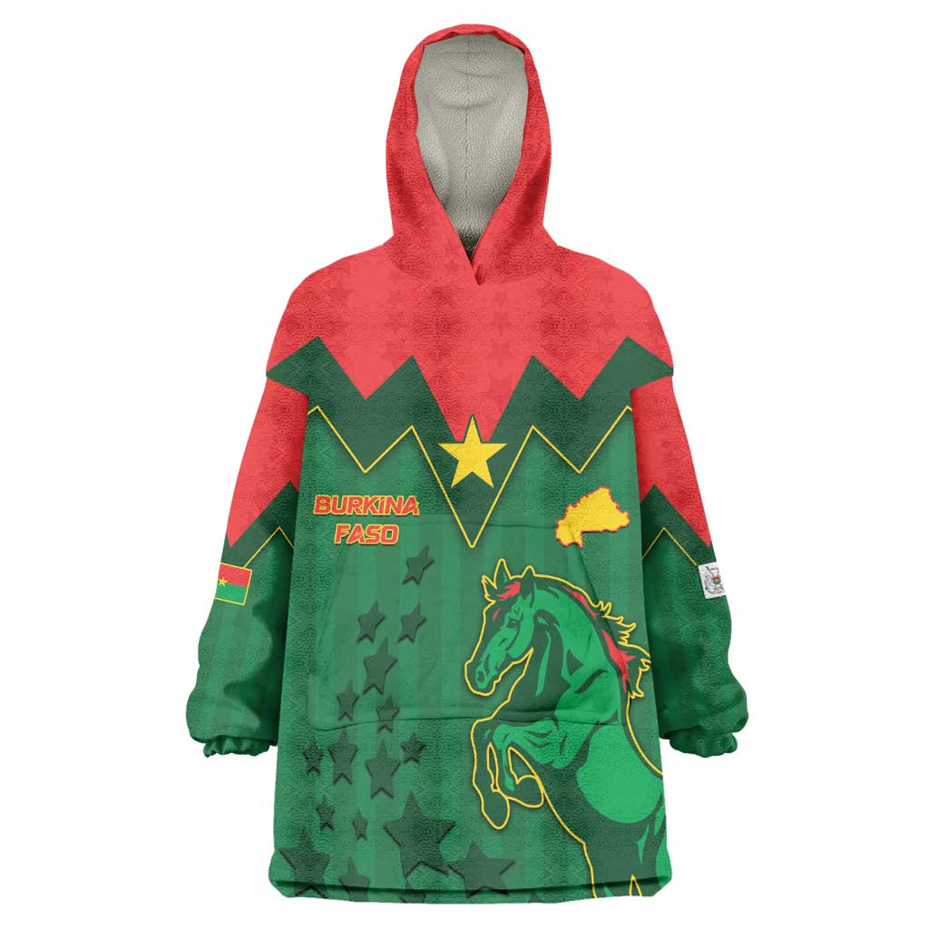 Custom Football Burkina Faso Kid Wearable Blanket Hoodie Rising Star And Horse Sport Style - Wonder Print Shop