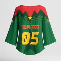 Custom Football Burkina Faso Kimono Sleeve Blouse Rising Star And Horse Sport Style - Wonder Print Shop