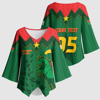 Custom Football Burkina Faso Kimono Sleeve Blouse Rising Star And Horse Sport Style - Wonder Print Shop