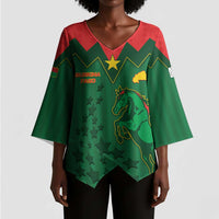 Custom Football Burkina Faso Kimono Sleeve Blouse Rising Star And Horse Sport Style - Wonder Print Shop