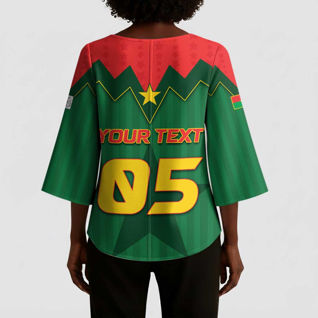 Custom Football Burkina Faso Kimono Sleeve Blouse Rising Star And Horse Sport Style - Wonder Print Shop