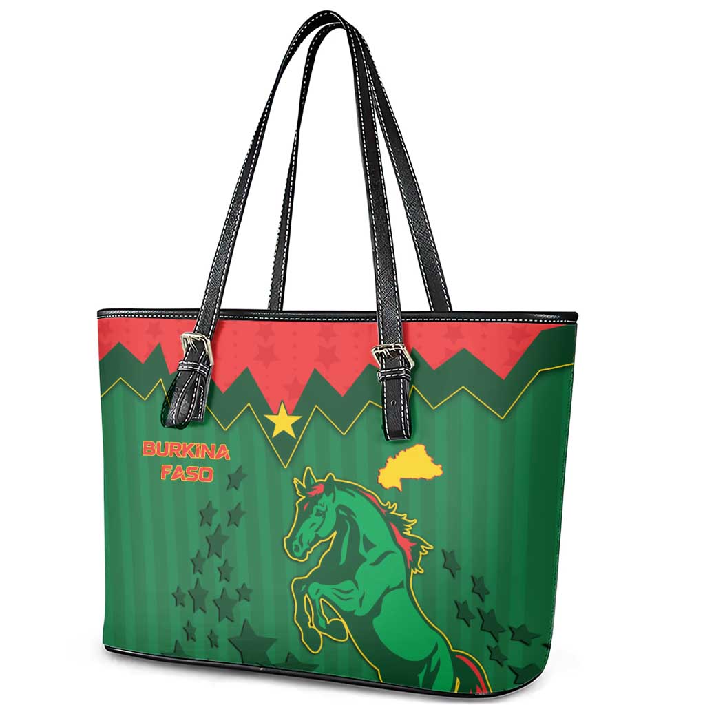 Football Burkina Faso Leather Tote Bag Rising Star And Horse Sport Style - Wonder Print Shop