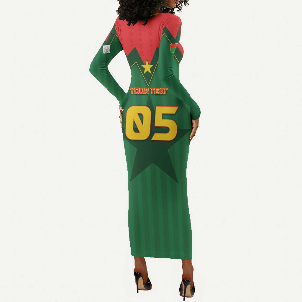 Custom Football Burkina Faso Long Sleeve Bodycon Dress Rising Star And Horse Sport Style - Wonder Print Shop