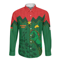 Custom Football Burkina Faso Long Sleeve Button Shirt Rising Star And Horse Sport Style - Wonder Print Shop