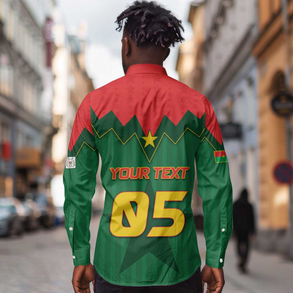Custom Football Burkina Faso Long Sleeve Button Shirt Rising Star And Horse Sport Style - Wonder Print Shop