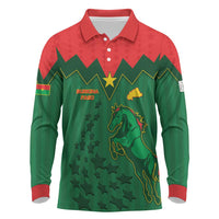 Custom Football Burkina Faso Long Sleeve Polo Shirt Rising Star And Horse Sport Style - Wonder Print Shop