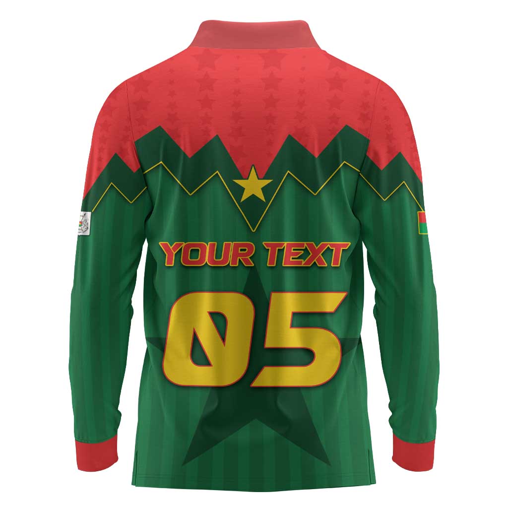 Custom Football Burkina Faso Long Sleeve Polo Shirt Rising Star And Horse Sport Style - Wonder Print Shop