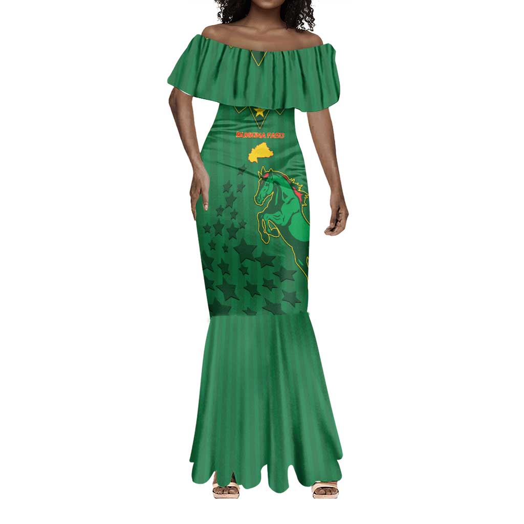 Custom Football Burkina Faso Mermaid Dress Rising Star And Horse Sport Style - Wonder Print Shop