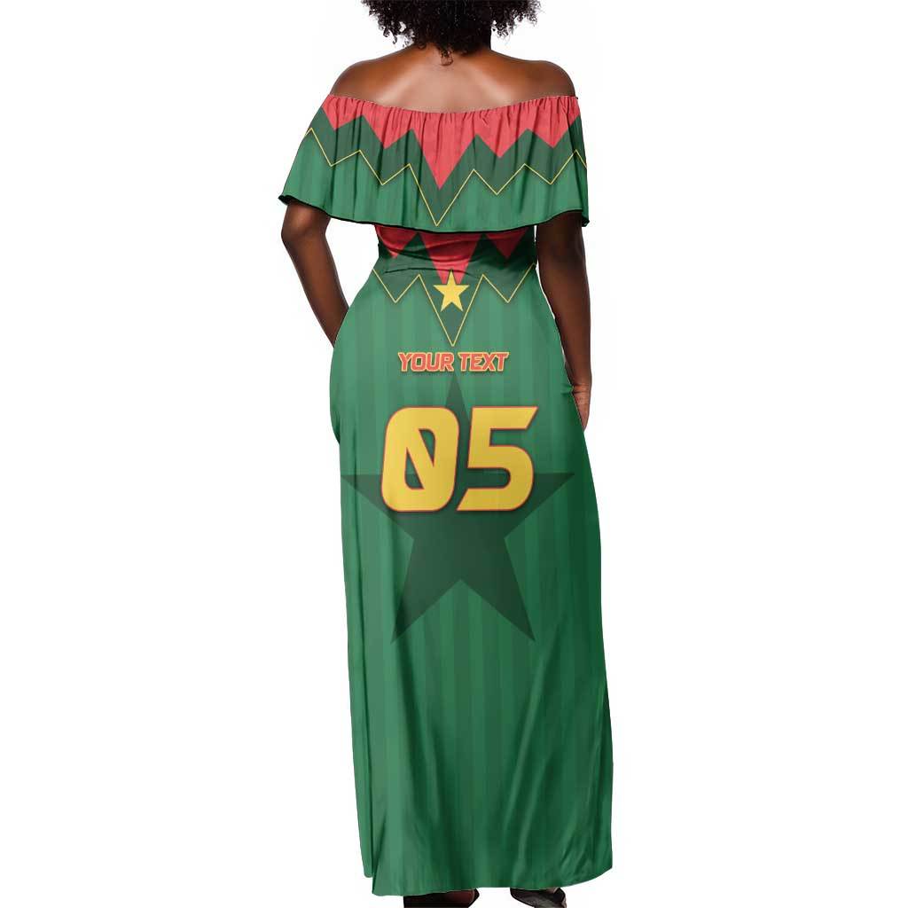 Custom Football Burkina Faso Off Shoulder Maxi Dress Rising Star And Horse Sport Style - Wonder Print Shop