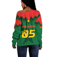 Custom Football Burkina Faso Off Shoulder Sweater Rising Star And Horse Sport Style - Wonder Print Shop