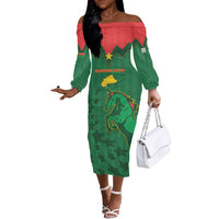 Custom Football Burkina Faso Off The Shoulder Long Sleeve Dress Rising Star And Horse Sport Style - Wonder Print Shop
