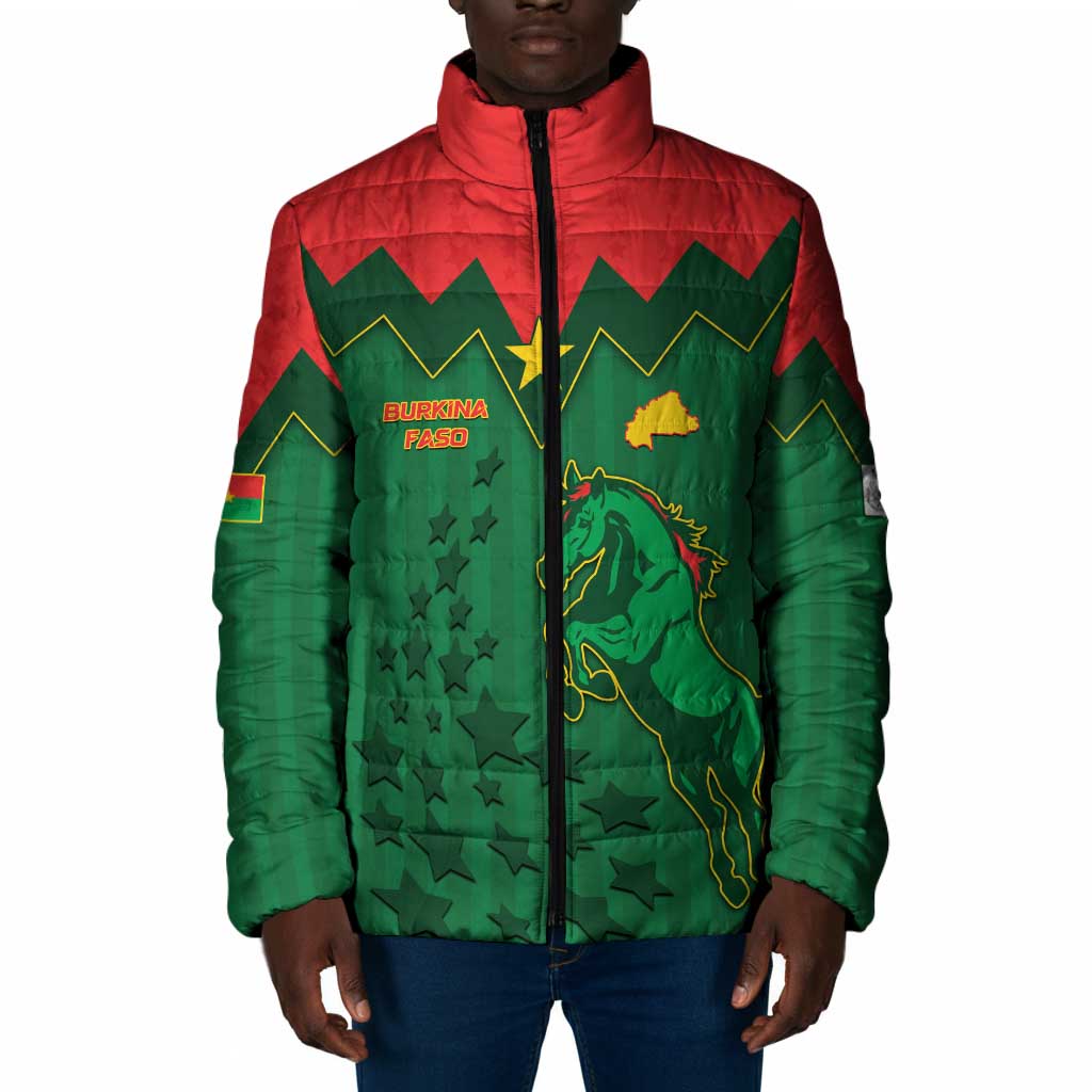 Custom Football Burkina Faso Padded Jacket Rising Star And Horse Sport Style - Wonder Print Shop