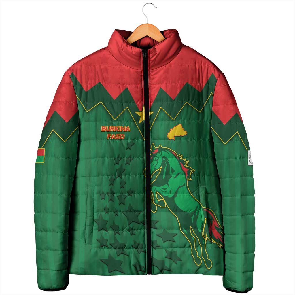 Custom Football Burkina Faso Padded Jacket Rising Star And Horse Sport Style - Wonder Print Shop