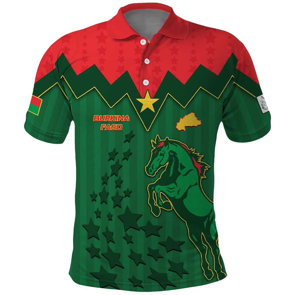 Custom Football Burkina Faso Polo Shirt Rising Star And Horse Sport Style - Wonder Print Shop
