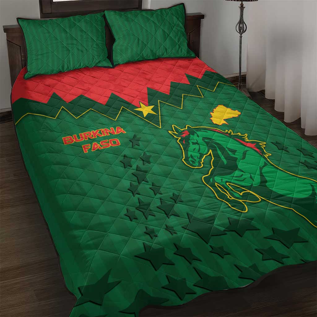 Football Burkina Faso Quilt Bed Set Rising Star And Horse Sport Style - Wonder Print Shop