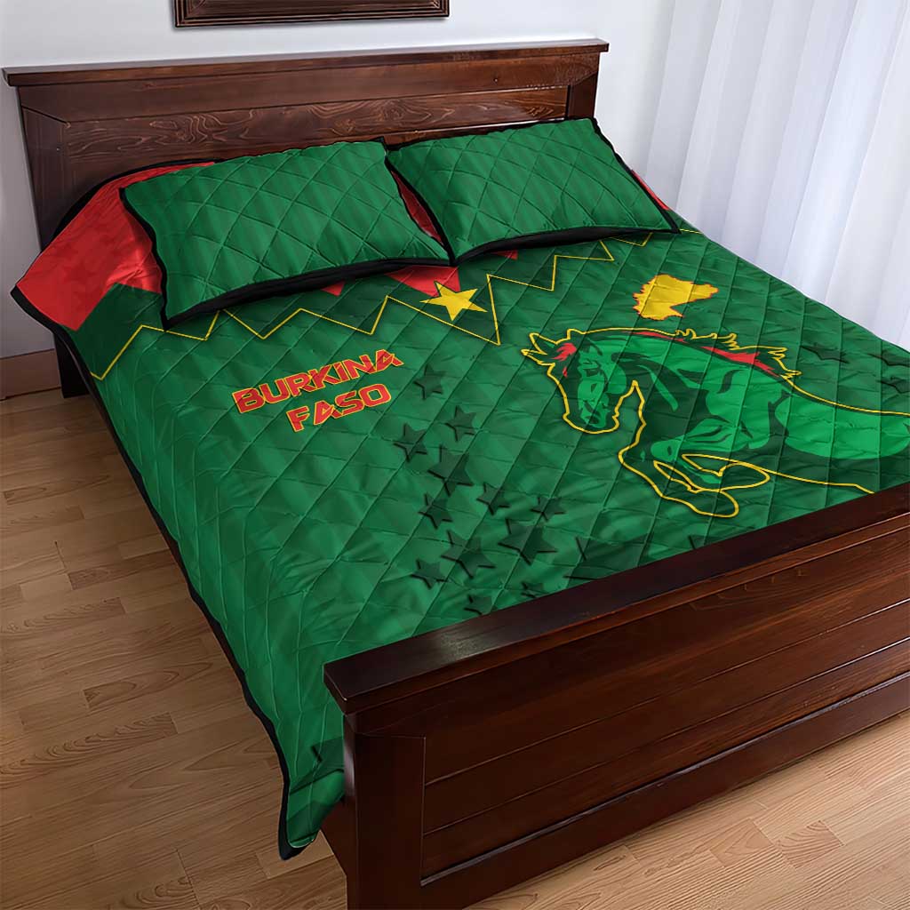 Football Burkina Faso Quilt Bed Set Rising Star And Horse Sport Style - Wonder Print Shop