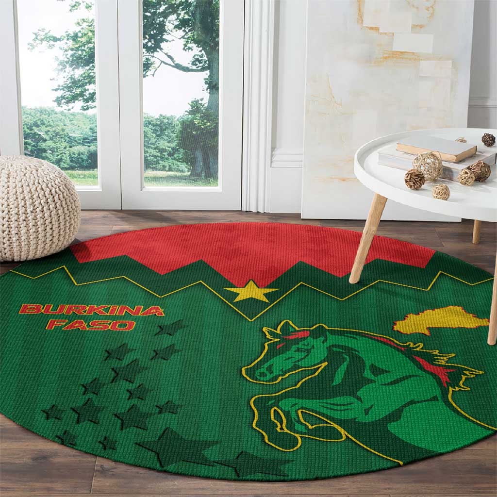 Football Burkina Faso Round Carpet Rising Star And Horse Sport Style - Wonder Print Shop