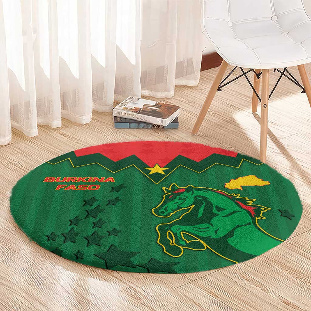 Football Burkina Faso Round Carpet Rising Star And Horse Sport Style - Wonder Print Shop