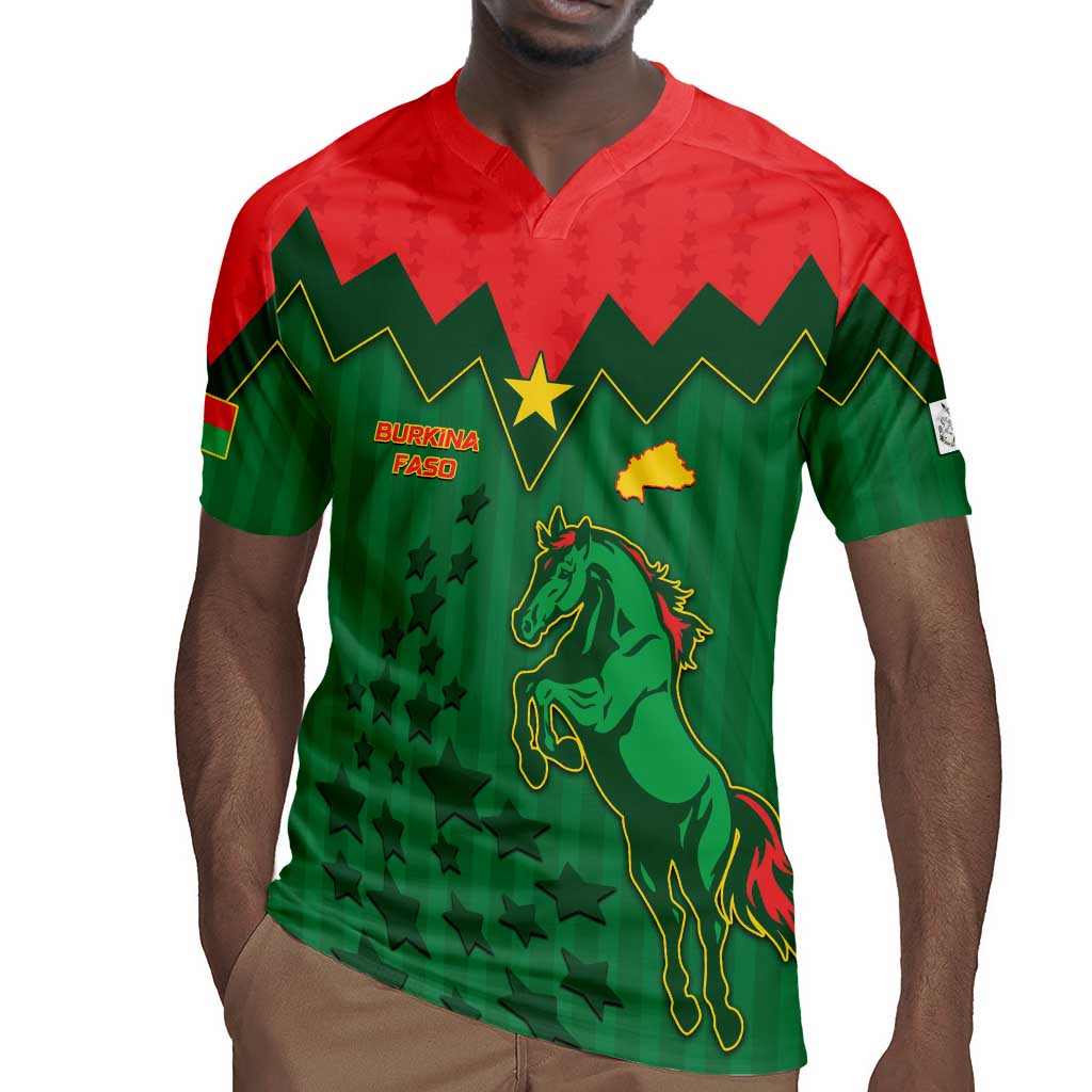 Custom Football Burkina Faso Rugby Jersey Rising Star And Horse Sport Style - Wonder Print Shop