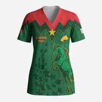 Custom Football Burkina Faso Scrub Top Rising Star And Horse Sport Style - Wonder Print Shop