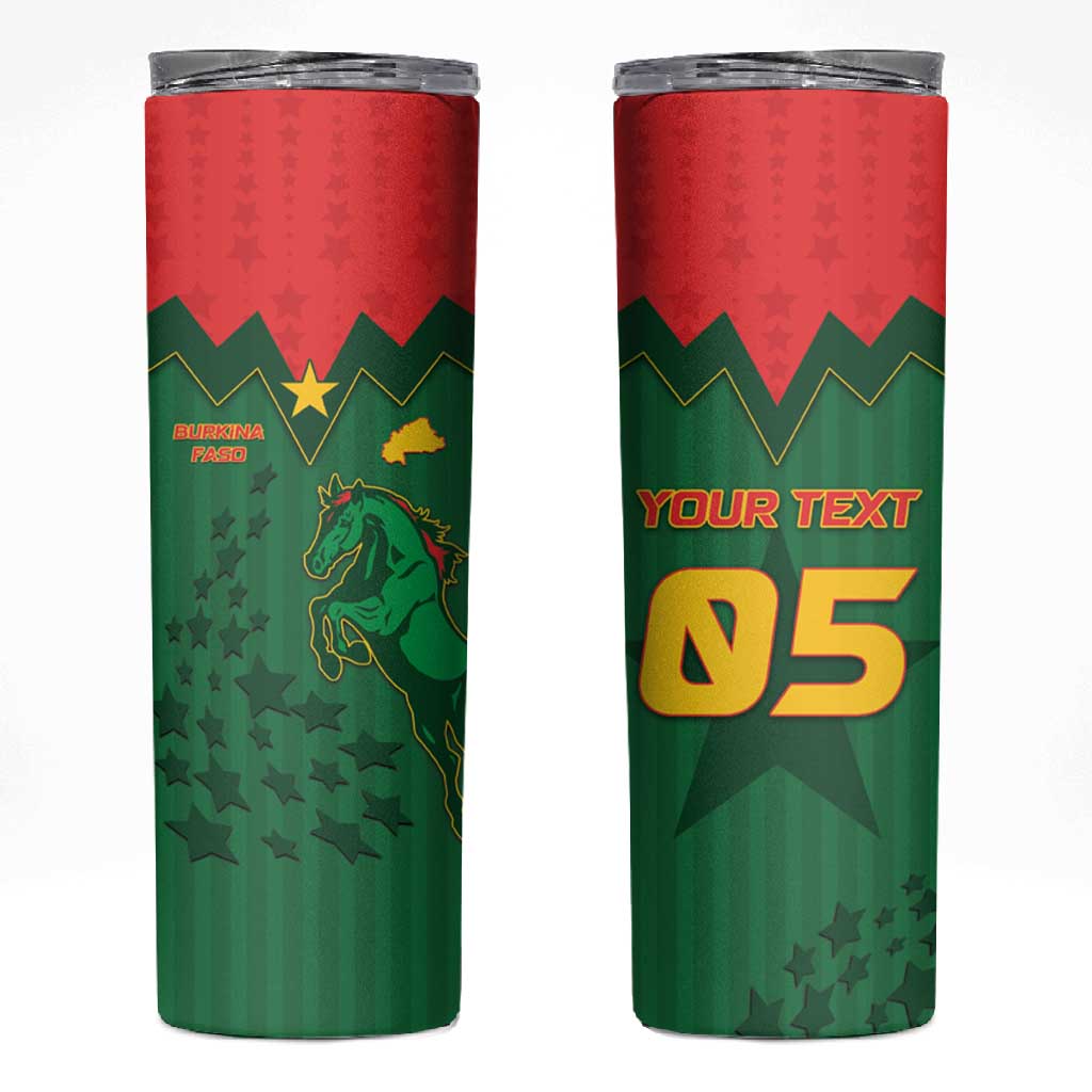 Custom Football Burkina Faso Skinny Tumbler Rising Star And Horse Sport Style - Wonder Print Shop