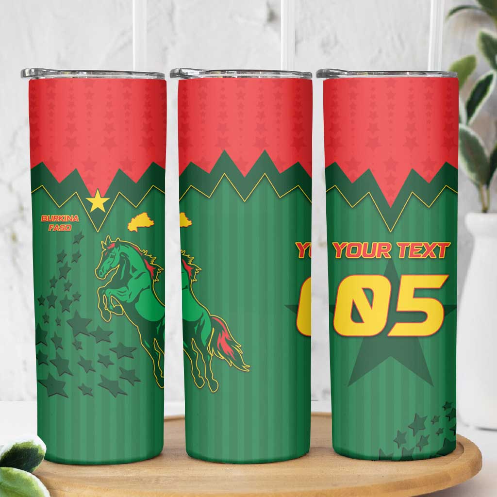 Custom Football Burkina Faso Skinny Tumbler Rising Star And Horse Sport Style - Wonder Print Shop