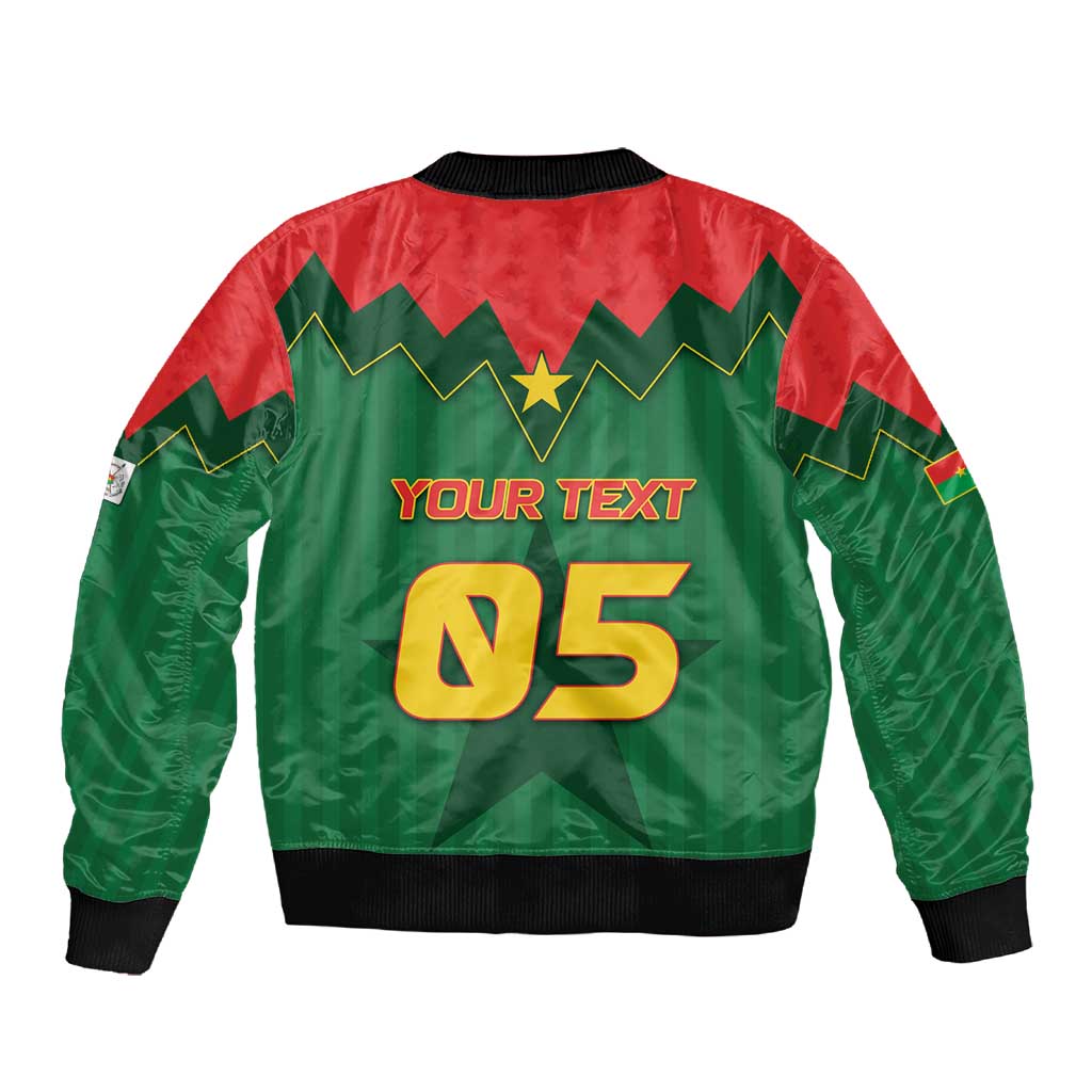 Custom Football Burkina Faso Sleeve Zip Bomber Jacket Rising Star And Horse Sport Style - Wonder Print Shop