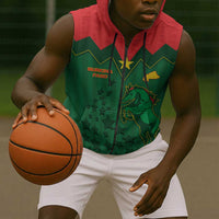 Custom Football Burkina Faso Sleeveless Zip Hoodie Rising Star And Horse Sport Style - Wonder Print Shop