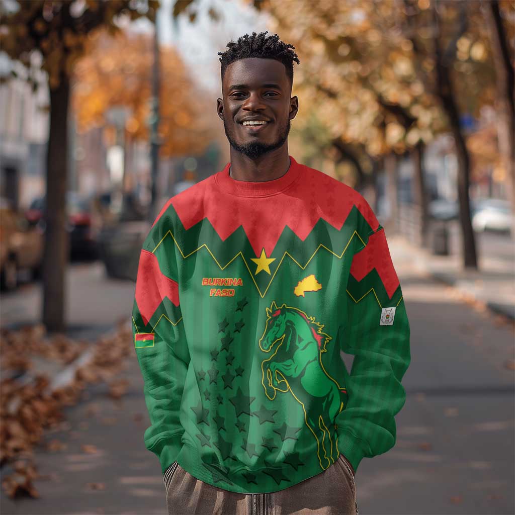 Custom Football Burkina Faso Sweatshirt Rising Star And Horse Sport Style - Wonder Print Shop