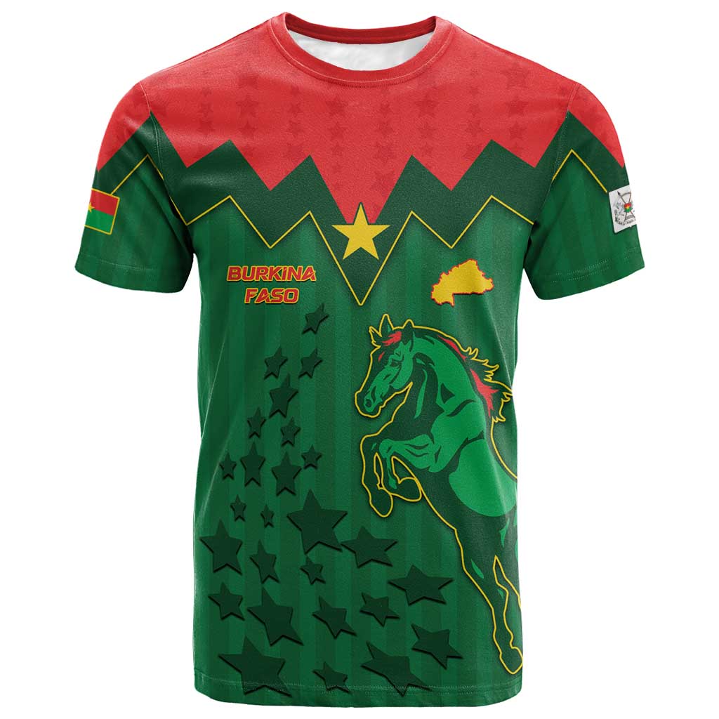 Custom Football Burkina Faso T shirt Rising Star And Horse Sport Style - Wonder Print Shop