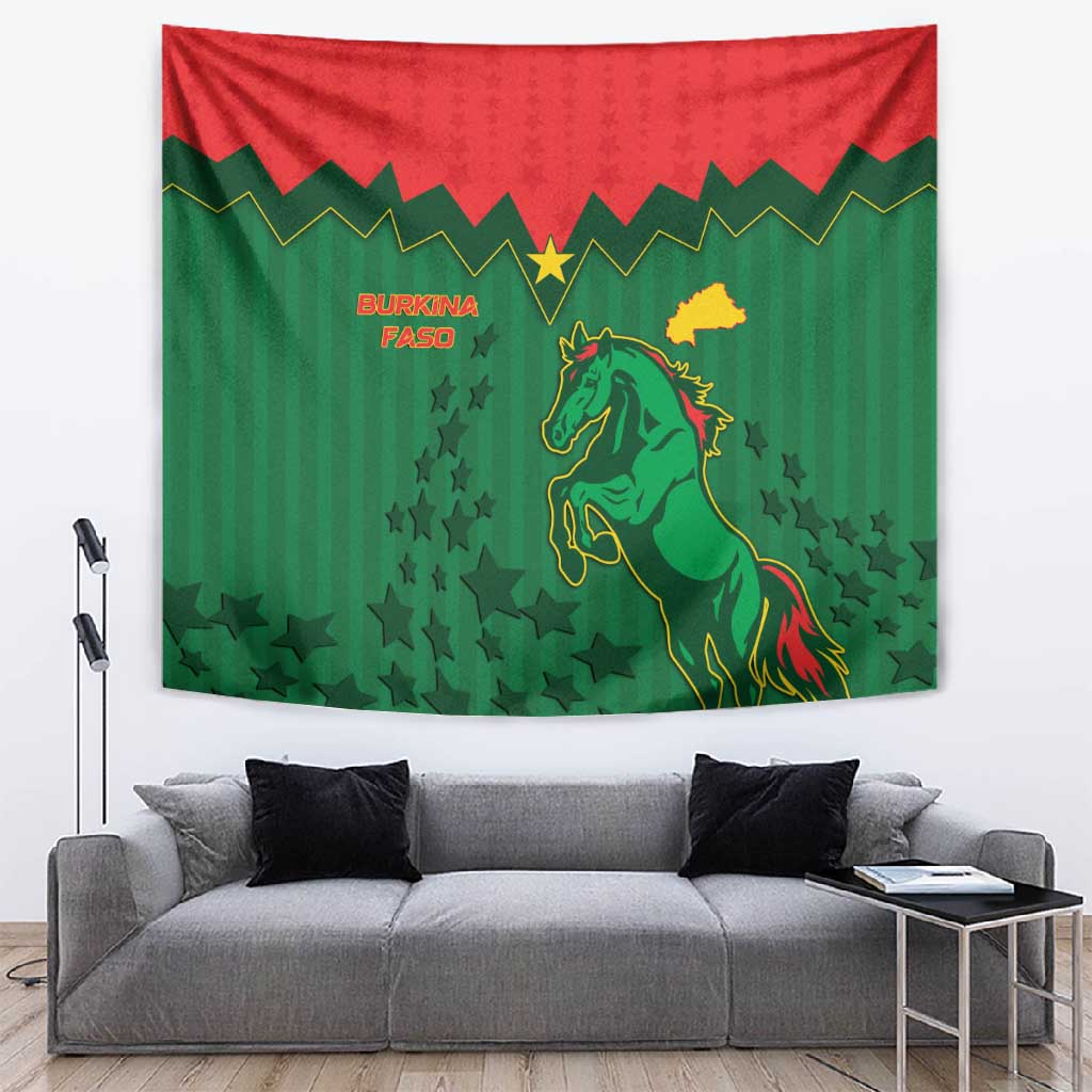 Football Burkina Faso Tapestry Rising Star And Horse Sport Style - Wonder Print Shop