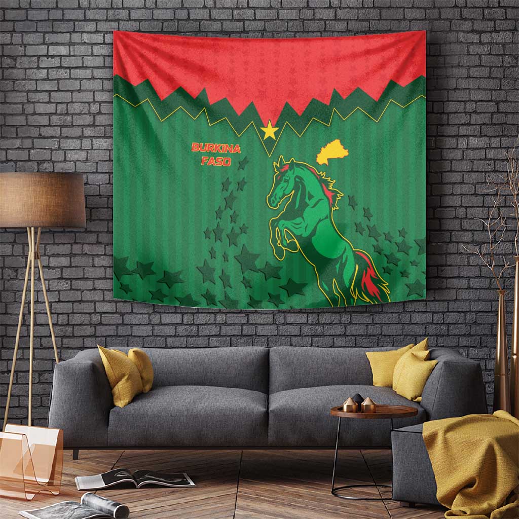 Football Burkina Faso Tapestry Rising Star And Horse Sport Style - Wonder Print Shop