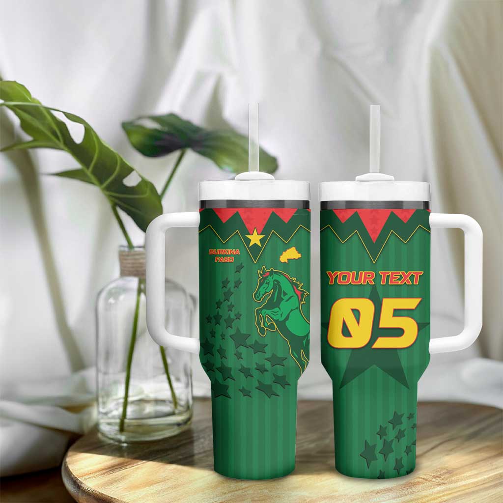 Custom Football Burkina Faso Tumbler With Handle Rising Star And Horse Sport Style - Wonder Print Shop
