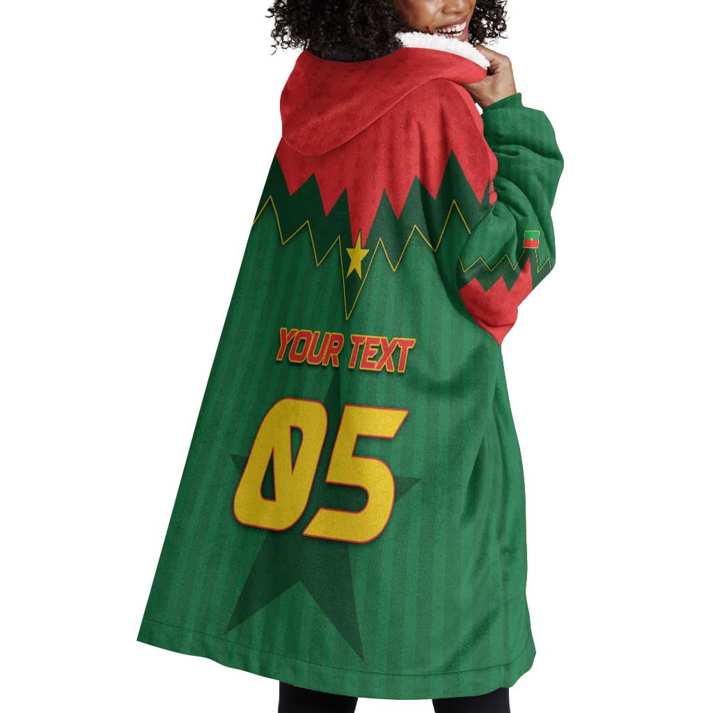 Custom Football Burkina Faso Wearable Blanket Hoodie Rising Star And Horse Sport Style - Wonder Print Shop