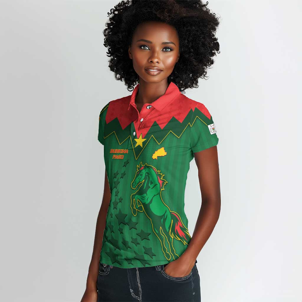 Custom Football Burkina Faso Women Polo Shirt Rising Star And Horse Sport Style - Wonder Print Shop