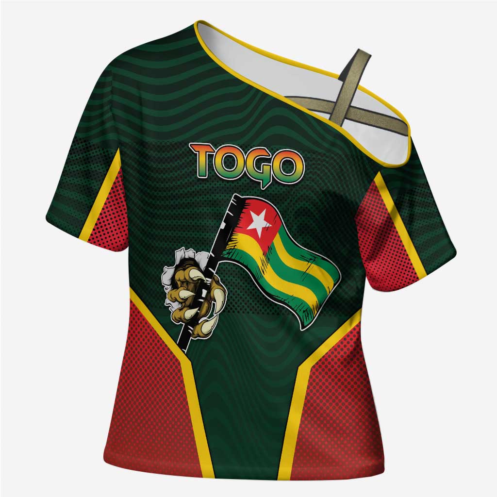Personalized Togo Cross Shoulder Shirt Lion Claw Flag Sport Style - Wonder Print Shop