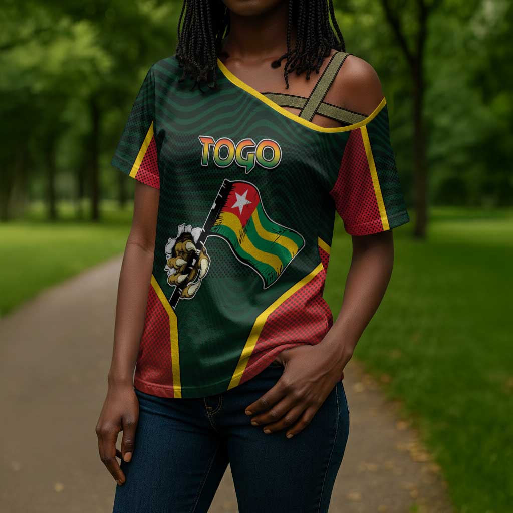 Personalized Togo Cross Shoulder Shirt Lion Claw Flag Sport Style - Wonder Print Shop