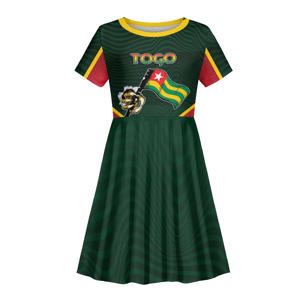 Personalized Togo Kid Short Sleeve Dress Lion Claw Flag Sport Style - Wonder Print Shop