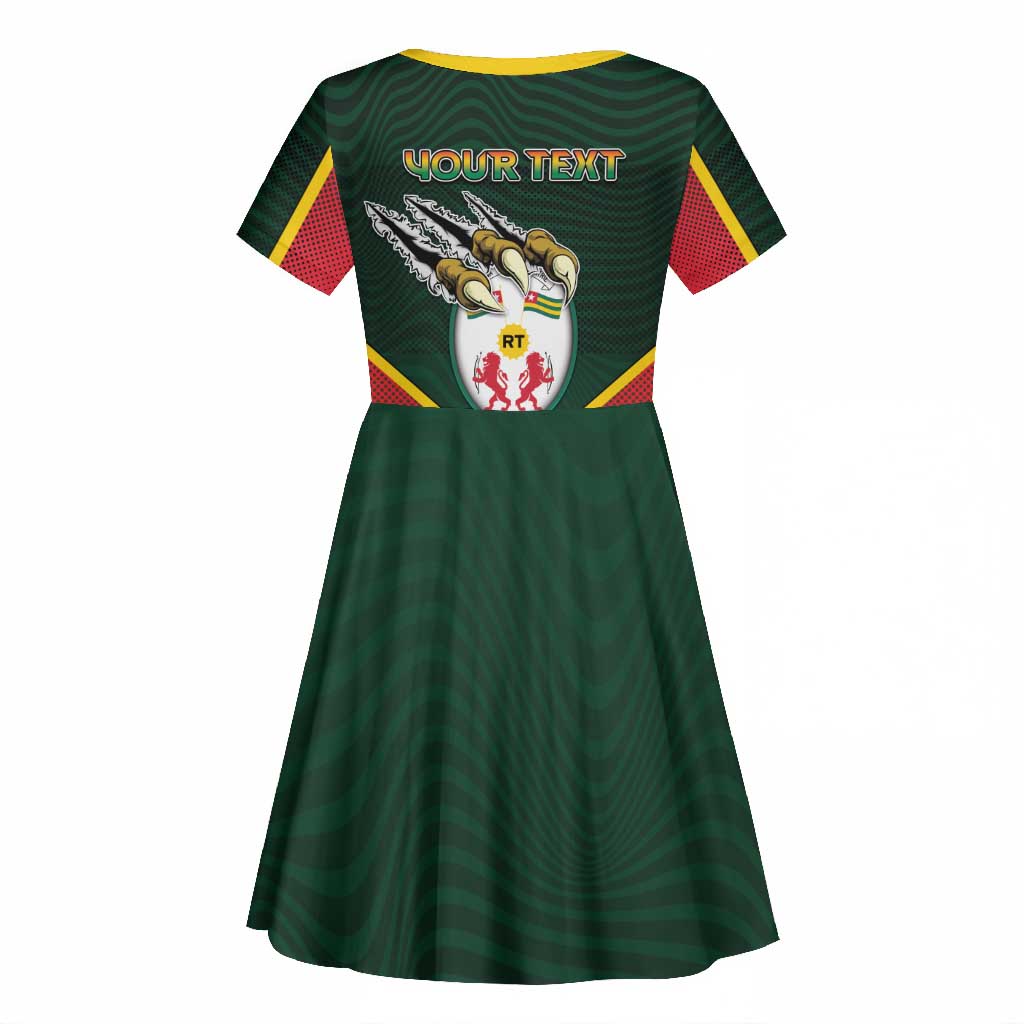 Personalized Togo Kid Short Sleeve Dress Lion Claw Flag Sport Style - Wonder Print Shop