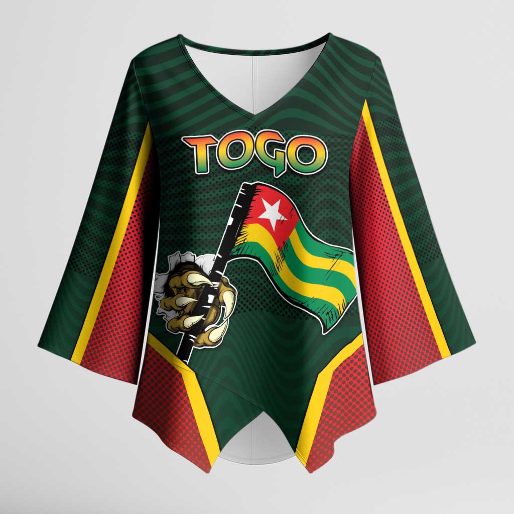 Personalized Togo Kimono Sleeve Blouse Lion Claw Flag Sport Style - Wonder Print Shop