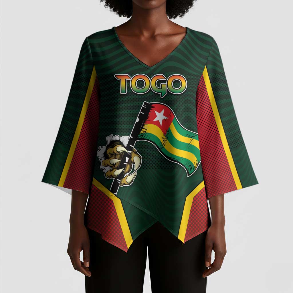 Personalized Togo Kimono Sleeve Blouse Lion Claw Flag Sport Style - Wonder Print Shop