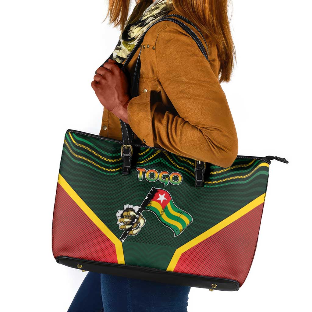 Togo Leather Tote Bag Lion Claw Flag Sport Style - Wonder Print Shop
