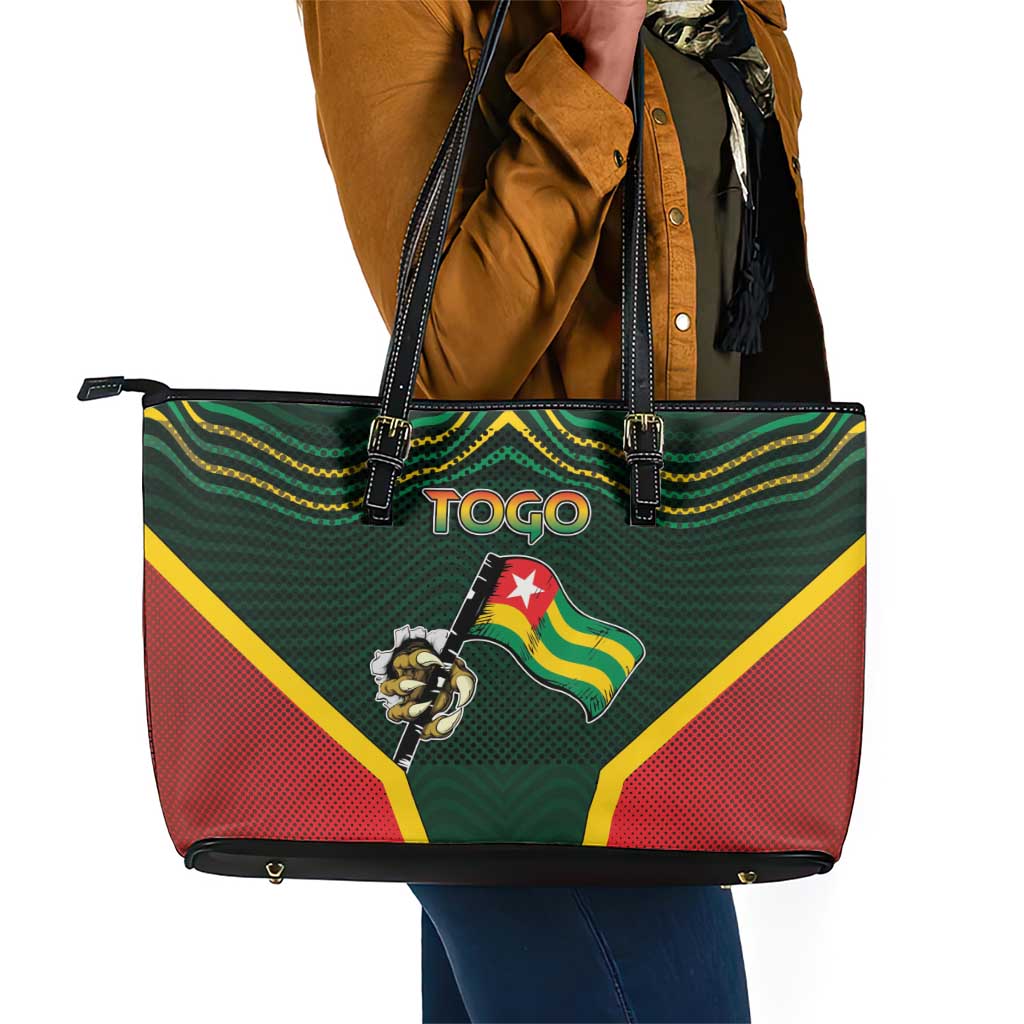 Togo Leather Tote Bag Lion Claw Flag Sport Style - Wonder Print Shop