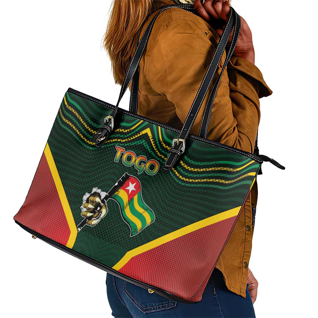 Togo Leather Tote Bag Lion Claw Flag Sport Style - Wonder Print Shop