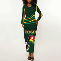 Personalized Togo Long Sleeve Bodycon Dress Lion Claw Flag Sport Style - Wonder Print Shop